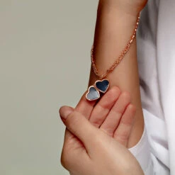 Rose Gold Nugget Heart Locket Bracelet -Fashion Accessories DCBR 000965 RGP 2