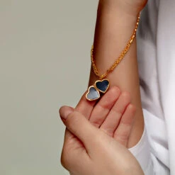 Gold Nugget Heart Locket Bracelet -Fashion Accessories DCBR 000965 YGP 2