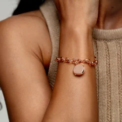 Links Round Locket Bracelet – Rose Gold -Fashion Accessories DCBR 001175 GP