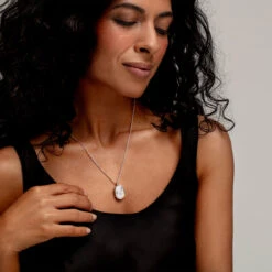 Small Howlite Dog Tag Locket – Silver -Fashion Accessories DCLK 002287 HOWLITE SS