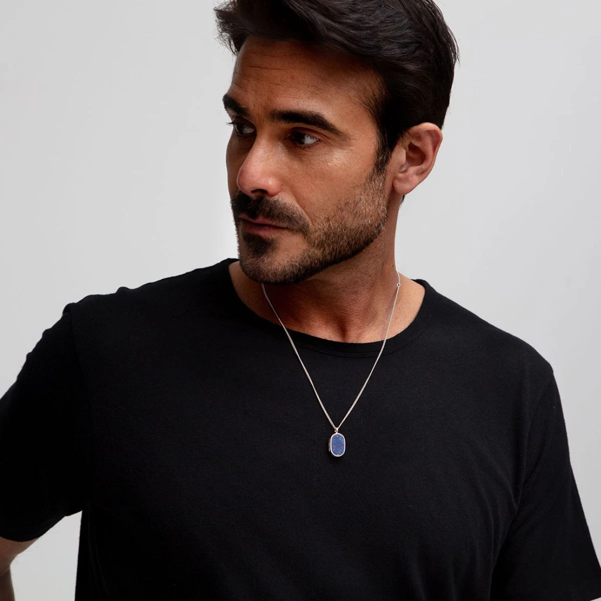 Men’s Small Lapis Dog Tag Locket – Silver 13 Men’s Small Lapis Dog Tag Locket – Silver - Image 11