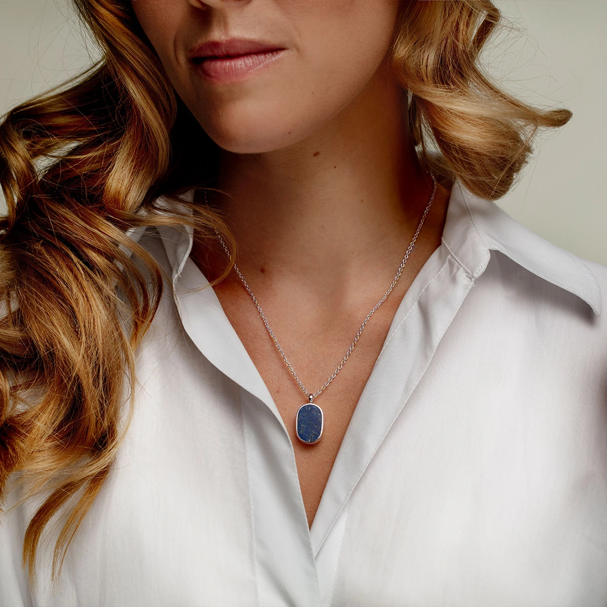 Small Lapis Dog Tag Locket – Silver 4 Small Lapis Dog Tag Locket – Silver - Image 2