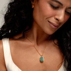 Small Malachite Dog Tag Locket – Gold 11 Small Malachite Dog Tag Locket – Gold -Fashion Accessories DCLK 002287 MALACHITE YGP 1