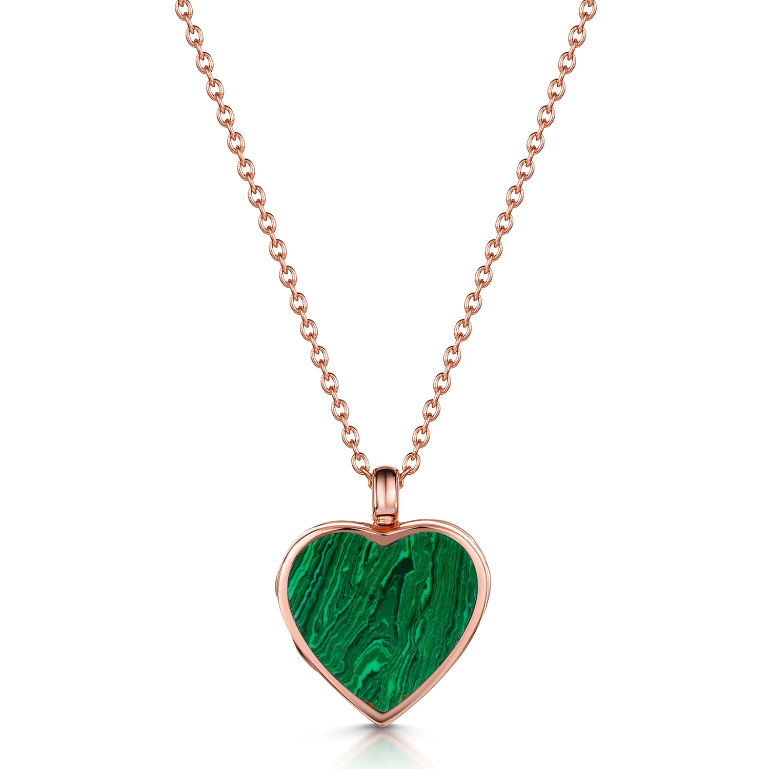 Malachite Modern Heart Locket – Rose Gold 3 Malachite Modern Heart Locket – Rose Gold