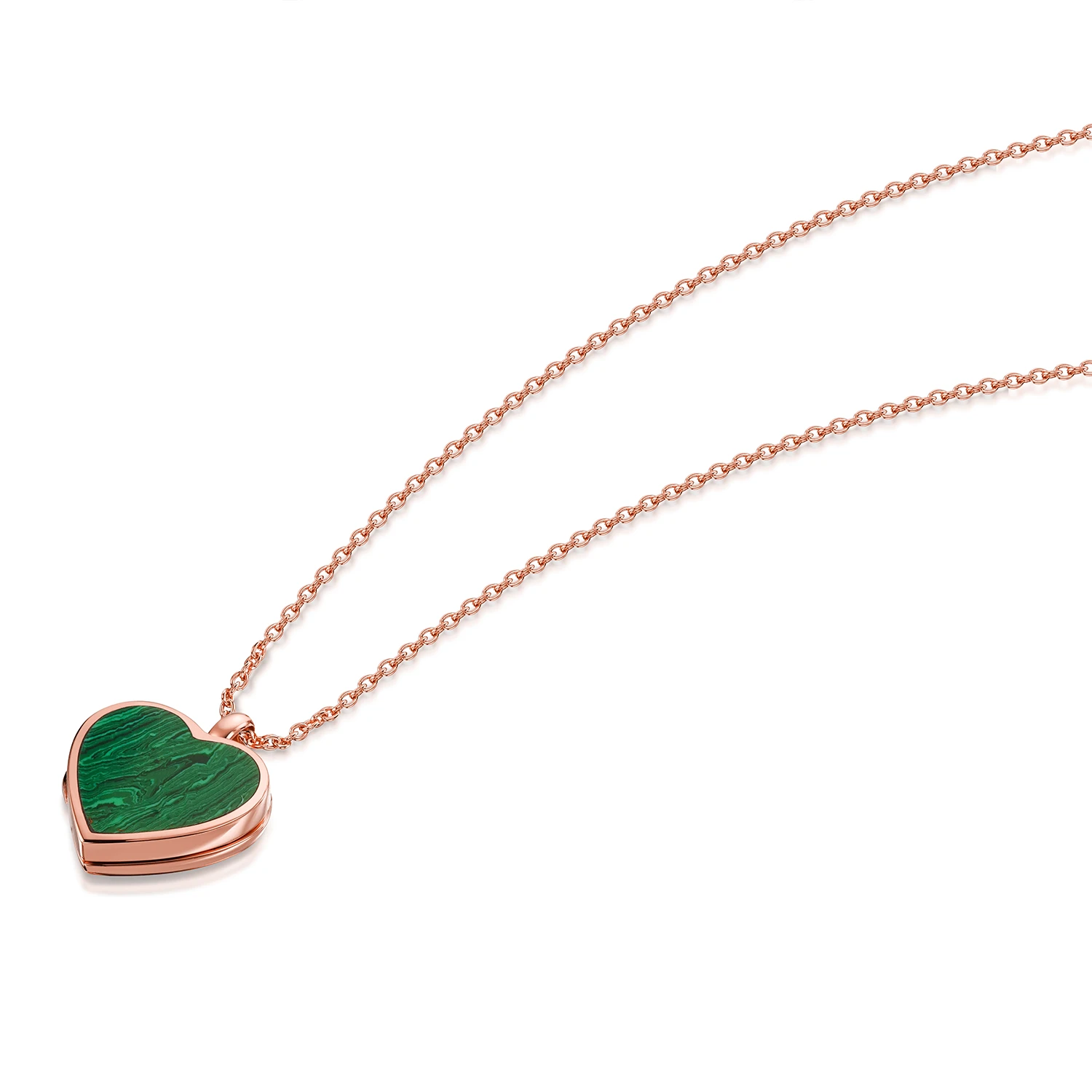 Malachite Modern Heart Locket – Rose Gold 8 Malachite Modern Heart Locket – Rose Gold - Image 6