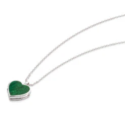 Malachite Modern Heart Locket – Silver 13 Malachite Modern Heart Locket – Silver -Fashion Accessories DCLK 853 malachite ss