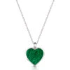 Malachite Modern Heart Locket – Silver -Fashion Accessories DCLK 853 malachite ss Front