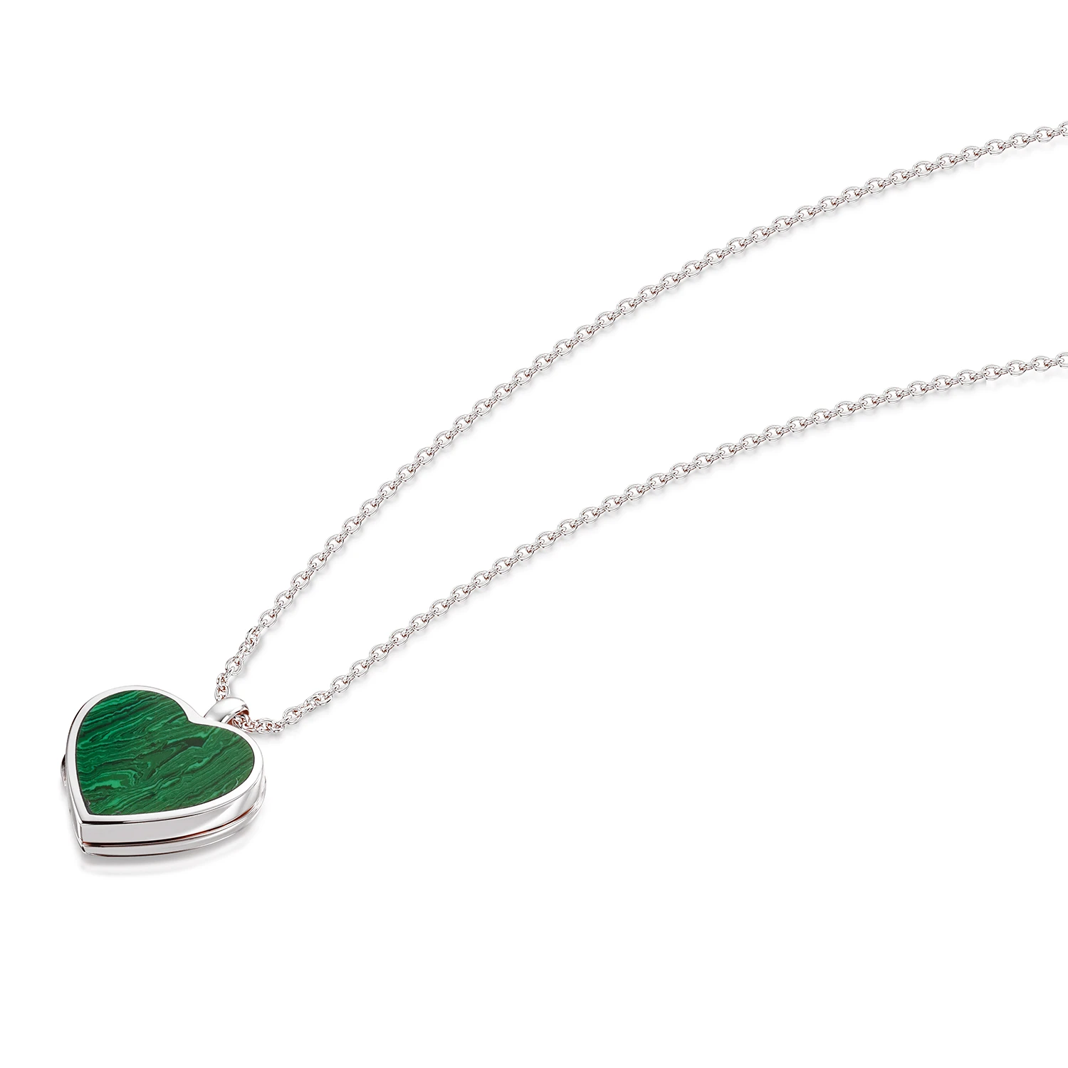 Malachite Modern Heart Locket – Silver 7 Malachite Modern Heart Locket – Silver - Image 5