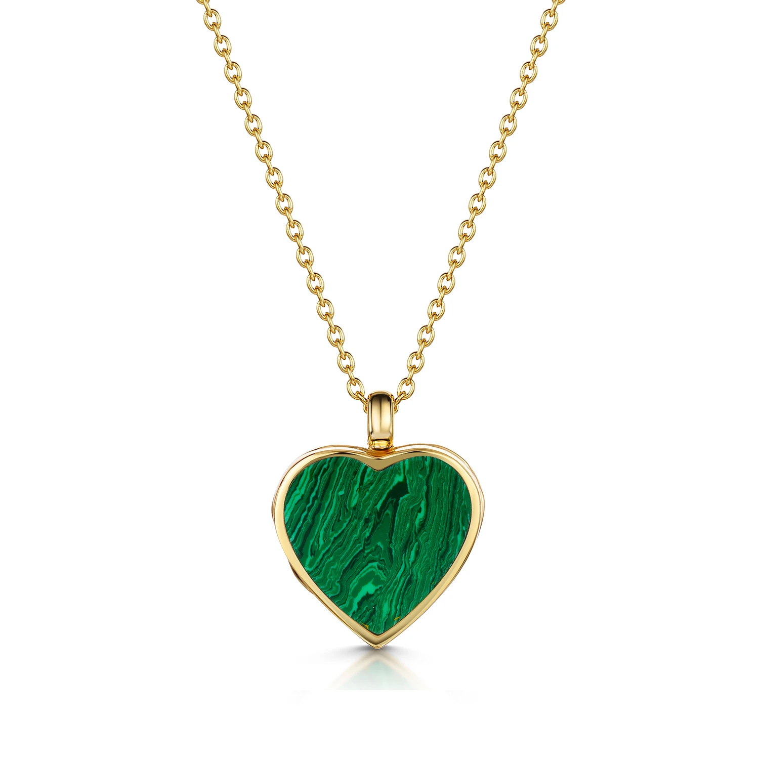Malachite Modern Heart Locket – Gold 3 Malachite Modern Heart Locket – Gold