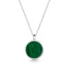 Malachite Modern Round Locket – Silver -Fashion Accessories DCLK 854 malachite SS Front