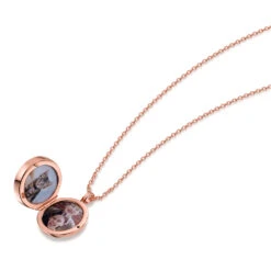 Malachite Modern Round Locket – Rose Gold -Fashion Accessories DCLK 854 malachite rgp 2