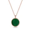 Malachite Modern Round Locket – Rose Gold -Fashion Accessories DCLK 854 malachite rgp Front