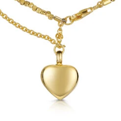 Nugget Chain Heart Urn Ashes Bracelet – Gold -Fashion Accessories DCPD 001836 YGP 5