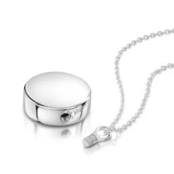 Round Urn Ashes Necklace – Silver -Fashion Accessories DCPD 1780 SS 4