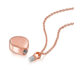 Diamond Set Teardrop Ashes Urn Necklace – Rose Gold -Fashion Accessories DCPD 1798 RGP 2 1