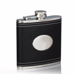 Leather Hip Flask Personalised – Black -Fashion Accessories Dark Brown Leather Personalised Hip Flask Hero 1200x1200 1