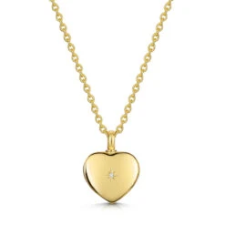 Diamond Set Heart Ashes Urn Necklace – Gold