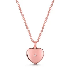 Diamond Set Heart Ashes Urn Necklace – Rose Gold