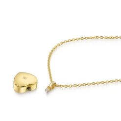 Diamond Set Heart Ashes Urn Necklace – Gold -Fashion Accessories Diamond Set Heart Ashes Urn Necklace Open Gold