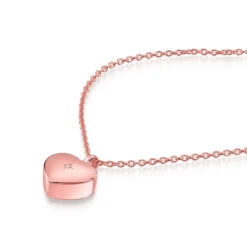 Diamond Set Heart Ashes Urn Necklace – Rose Gold -Fashion Accessories Diamond Set Heart Ashes Urn Necklace Zoom Rose
