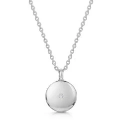 Diamond Set Small Round Ashes Urn Necklace – Silver