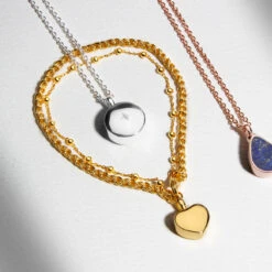 Diamond Set Small Round Ashes Urn Necklace – Gold -Fashion Accessories Diamond Set Round Ashes Urn Necklace Lifestyle