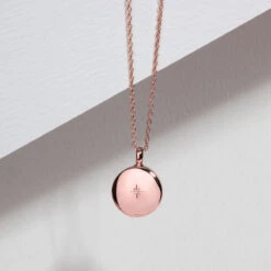 Diamond Set Small Round Ashes Urn Necklace – Rose Gold -Fashion Accessories Diamond Set Round Ashes Urn Necklace Lifestyle Rose