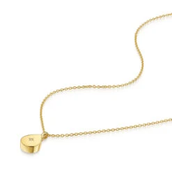 Diamond Set Teardrop Ashes Urn Necklace – Gold -Fashion Accessories Diamond Set Teardrop Ashes Urn Necklace Flat Gold