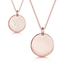 Engraved Zodiac Personalised Necklace – Rose -Fashion Accessories Disc Engraved Zodiac Preview 12 capricorn rose