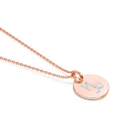 Engraved Zodiac Personalised Necklace – Rose -Fashion Accessories Disc Engraved Zodiac Preview flat full rose