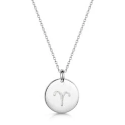 Engraved Zodiac Personalised Necklace – Silver 13 Engraved Zodiac Personalised Necklace – Silver -Fashion Accessories Disc Engraved Zodiac hero silver