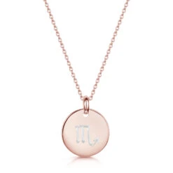Engraved Zodiac Personalised Necklace – Rose -Fashion Accessories Disc Engraved Zodiac hero3 rose