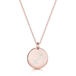 Engraved Zodiac Personalised Necklace – Rose -Fashion Accessories Disc Engraved Zodiac hero4 rose