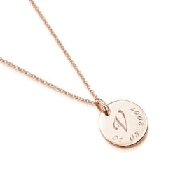 Initial & Date Personalised Necklace – Rose Gold -Fashion Accessories Disc Initial Date Flat Rose Script