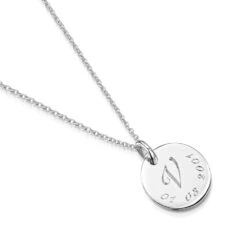 Initial & Date Personalised Necklace – Silver -Fashion Accessories Disc Initial Date Flat Silver Script
