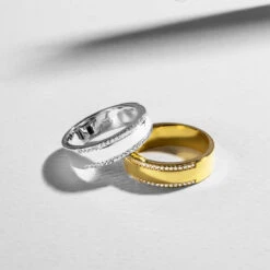 Double Crystal Band Personalised Ring – 18K Gold Plated Solid Silver -Fashion Accessories Double Crystal Band Lifestyle