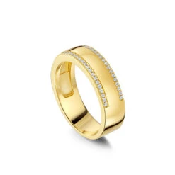 Double Crystal Band Personalised Ring – 18K Gold Plated Solid Silver