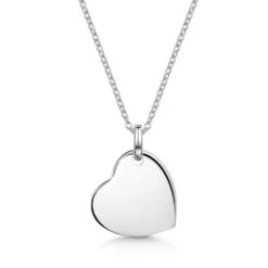 Drop Heart Personalised Necklace – Silver