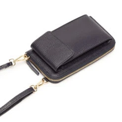 Personalised Leather Phone Bag – Black/Baroque Stap -Fashion Accessories EB Phonebag Black 4