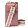 Personalised Leather Phone Bag – Dusty Rose/Biscuit Strap -Fashion Accessories EB Phonebag Dusty Pink 2