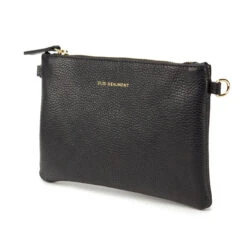 Personalised Leather Pouch Bag – Black -Fashion Accessories EB Pouch Bag Black 5
