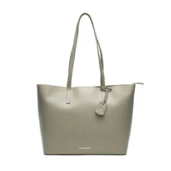 Personalised Leather Tote Bag – Light Grey