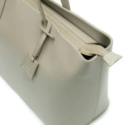 Personalised Leather Tote Bag – Light Grey -Fashion Accessories EB Tote Light Grey 4