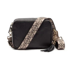 Personalised Leather Crossbody Bag – Black/Baroque
