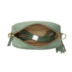Personalised Leather Crossbody Bag – Mint/Champagne Stripe -Fashion Accessories EBMint 2 1