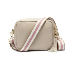 Personalised Leather Crossbody Bag – Stone/Biscuit