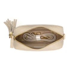 Personalised Leather Crossbody Bag – Stone/Peach Sparkle -Fashion Accessories EBstone 1