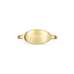 Elliptical Personalised Band Ring – 18K Gold Plated Solid Silver 16 Elliptical Personalised Band Ring – 18K Gold Plated Solid Silver -Fashion Accessories Elliptical Band Ring Front Gold