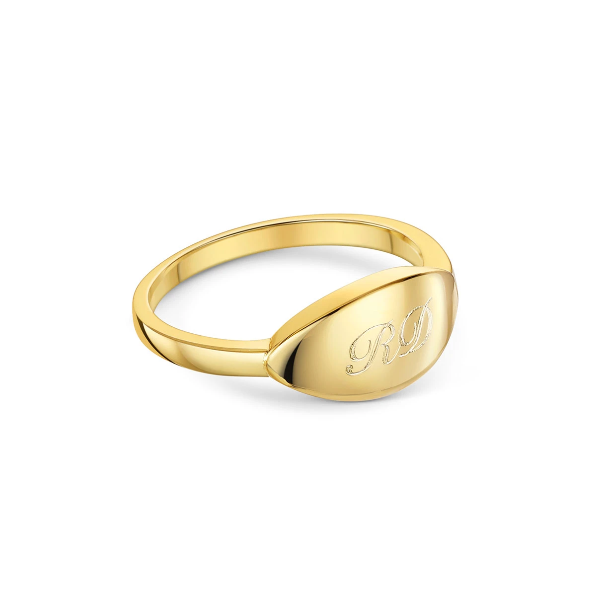 Elliptical Personalised Band Ring – 18K Gold Plated Solid Silver 4 Elliptical Personalised Band Ring – 18K Gold Plated Solid Silver - Image 2