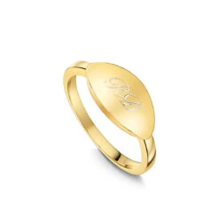 Elliptical Personalised Band Ring – 18K Gold Plated Solid Silver